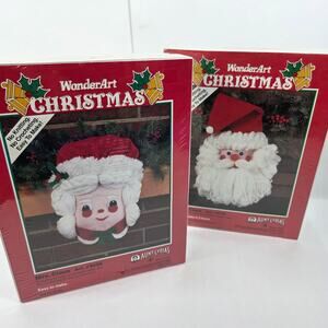 Aunt Lydia's Mr & Mrs Claus Kit WonderArt Christmas New USA 1991 Kit K136/K131
